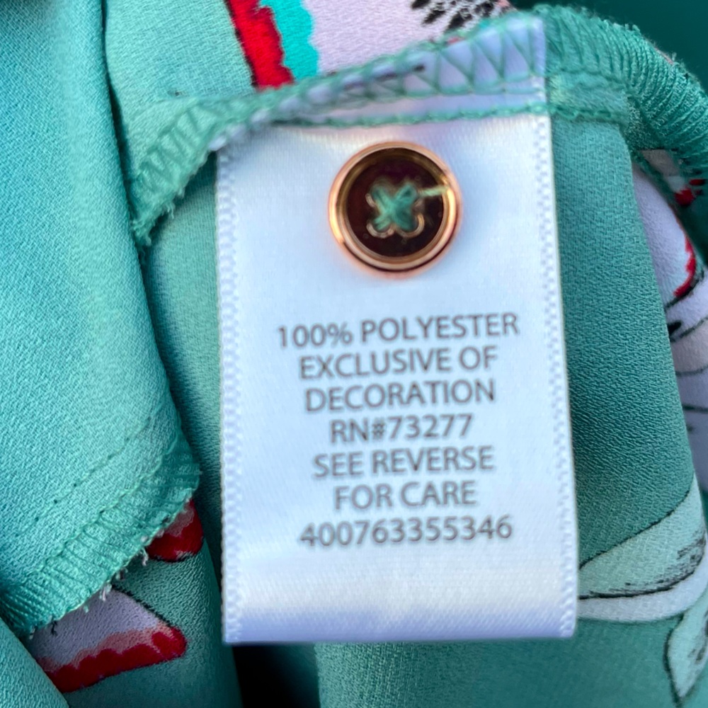 Candie’s Teal Blouse With Elegant Floral Design - Picture 7 of 11